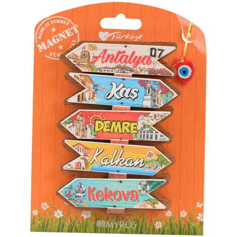 Antalya Region Themed Wooden Backing Carded Serie C Fridge Magnet - 1