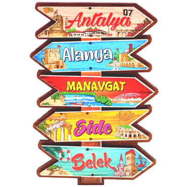 Antalya Region Themed Wooden Customised 2D Souvenir Fridge Magnet - Thumbnail