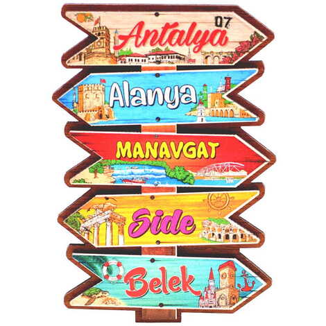 Antalya Region Themed Wooden Customised 2D Souvenir Fridge Magnet