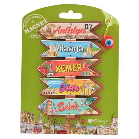 Antalya Region Themed Wooden UV Printed Custom Backing Carded Fridge Magnet