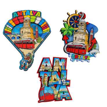 Toptan Antalya Temalı 3D Resimli Ahşap Magnet - 3