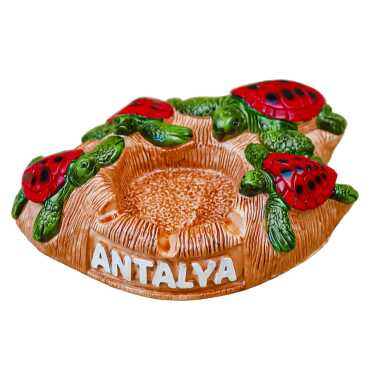Antalya Themed Plaster Ashtray with Four Turtles - 3