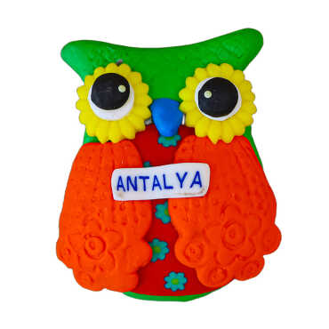 Antalya Themed Owl Fimo Refrigerator Magnet