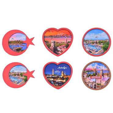 Antalya Themed Wooden Cute Animals Souvenşr Fridge Magnet Serie C 90x120 mm - 2
