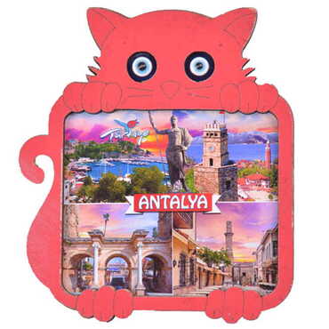 Antalya Themed Wooden Cute Animals Souvenşr Fridge Magnet Serie C 90x120 mm - 12