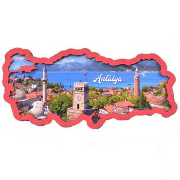 Antalya Themed Wooden Cute Animals Souvenşr Fridge Magnet Serie C 90x120 mm - 15