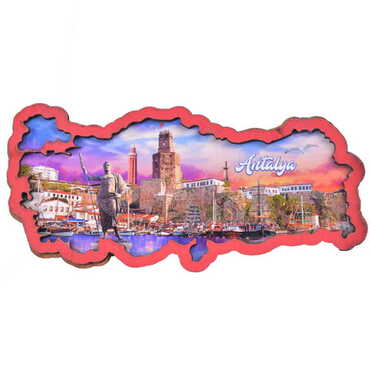 Antalya Themed Wooden Cute Animals Souvenşr Fridge Magnet Serie C 90x120 mm - 16