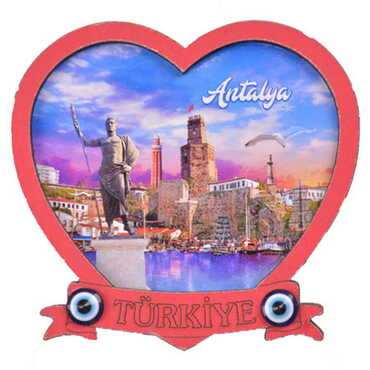 Antalya Themed Wooden Cute Animals Souvenşr Fridge Magnet Serie C 90x120 mm - 20