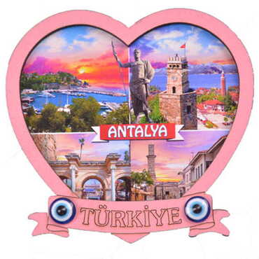 Antalya Themed Wooden Cute Animals Souvenşr Fridge Magnet Serie C 90x120 mm - 21