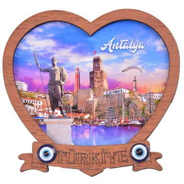 Antalya Themed Wooden Cute Animals Souvenşr Fridge Magnet Serie C 90x120 mm - 22