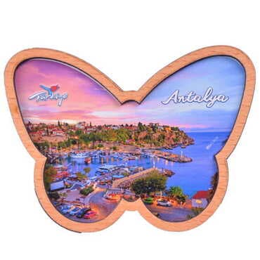 Antalya Themed Wooden Cute Animals Souvenşr Fridge Magnet Serie C 90x120 mm - 23