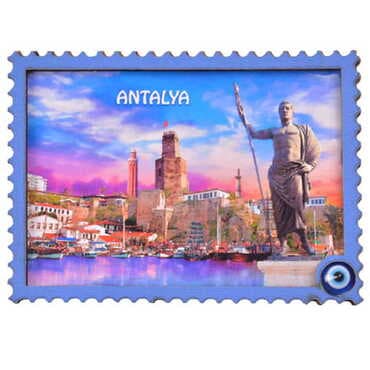 Antalya Themed Wooden Cute Animals Souvenşr Fridge Magnet Serie C 90x120 mm - 35