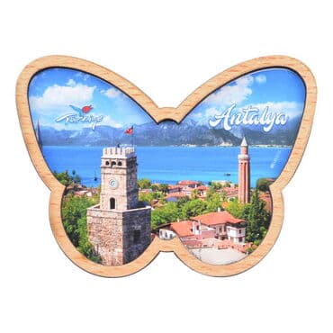 Antalya Themed Wooden Cute Animals Souvenşr Fridge Magnet Serie C 90x120 mm - 39