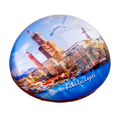 Antalya Temalı Cam Yarım Küre Kağıt Ağırlığı 5 cm - 1