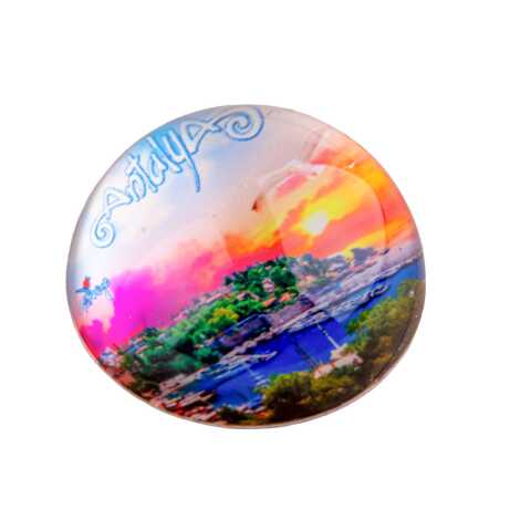 Antalya Temalı Cam Yarım Küre Kağıt Ağırlığı 6 cm - 1