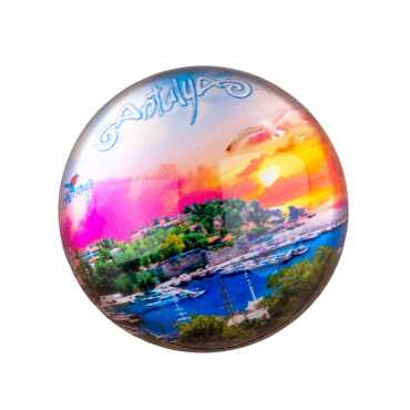 Antalya Temalı Cam Yarım Küre Kağıt Ağırlığı 6 cm - 2