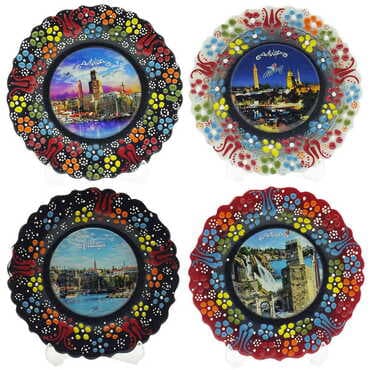 Toptan Antalya Temalı Çini Myros Resim Tabak 12 cm - 4