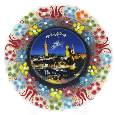 Toptan Antalya Temalı Çini Myros Resim Tabak 12 cm - 7