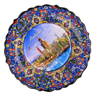Antalya Temalı Çini Myros Resim Tabak 18 cm - 7