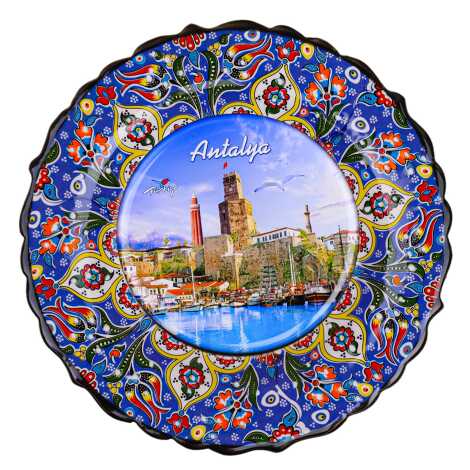 Antalya Temalı Çini Myros Resim Tabak 18 cm - 4