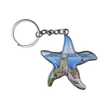 Antalya Themed Starfish Shaped Metal Keychain - 3
