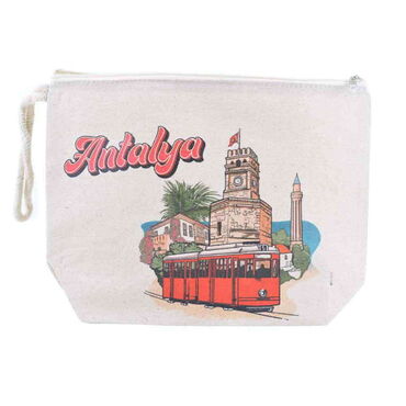 Myros - Toptan Antalya Temalı Dijital Baskılı Kanvas Cüzdan 20x27,5 cm