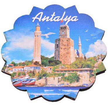 Antalya Themed Wooden Customised Souvenir Coaster Set of 4 pcs 90 mm - 4