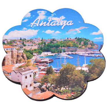 Antalya Themed Wooden Customised Souvenir Coaster Set of 4 pcs 90 mm - 7