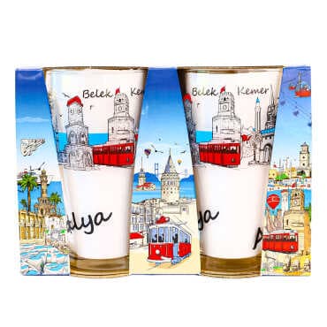 Antalya Themed Double Beer Glass Set