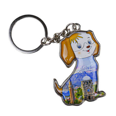 Antalya Temalı Köpek Şekilli Metal Anahtarlık - 3