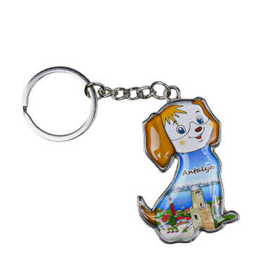 Antalya Temalı Köpek Şekilli Metal Anahtarlık - 4