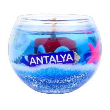 Antalya Temalı Küçük Boy Yuvarlak Cam Bardak Jel Mum - Myros