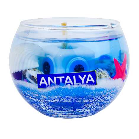 Antalya Temalı Küçük Boy Yuvarlak Cam Bardak Jel Mum - 4