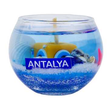 Antalya Temalı Küçük Boy Yuvarlak Cam Bardak Jel Mum - 5