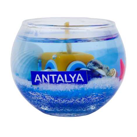 Antalya Temalı Küçük Boy Yuvarlak Cam Bardak Jel Mum - 5