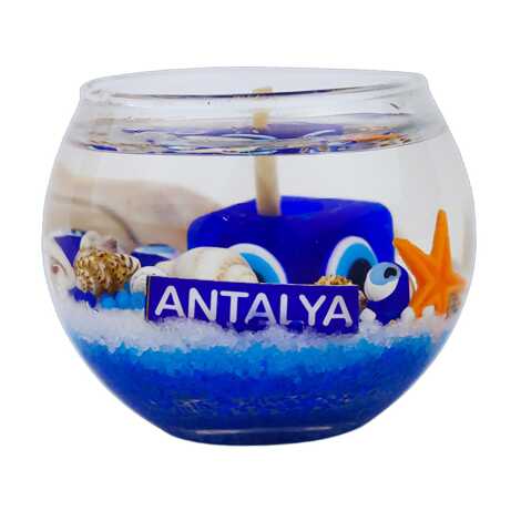 Antalya Temalı Küçük Boy Yuvarlak Cam Bardak Jel Mum - 6