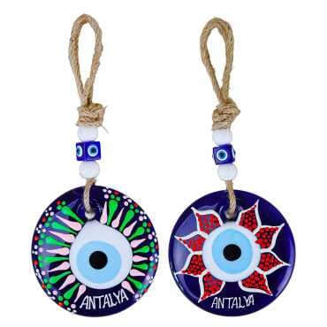 Antalya Themed Mandala Glass Evil Eye Wall Hanging 18 cm - 2