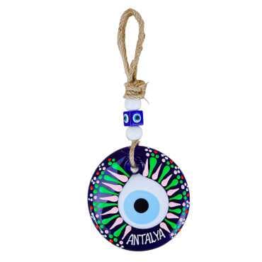 Antalya Themed Mandala Glass Evil Eye Wall Hanging 18 cm - 3