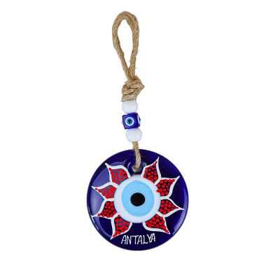 Antalya Themed Mandala Glass Evil Eye Wall Hanging 18 cm - 4