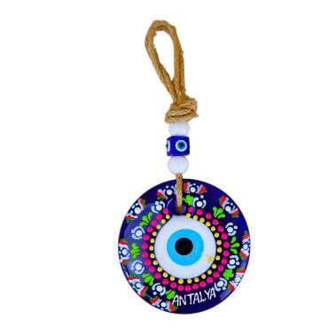 Antalya Themed Mandala Glass Evil Eye Wall Hanging 18 cm - 5
