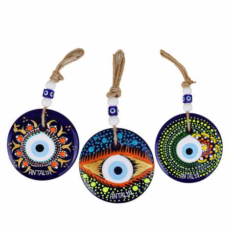 Antalya Temalı Mandala Desenli Cam Nazar Duvar Süsü 22 Cm - 16