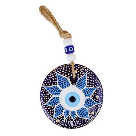 Antalya Temalı Mandala Desenli Cam Nazar Duvar Süsü 22 Cm - 14