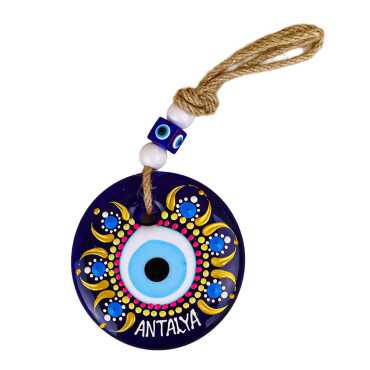 Antalya Temalı Mandala Desenli Cam Nazar Duvar Süsü 22 Cm - Myros