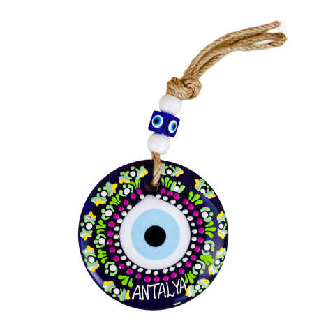 Antalya Temalı Mandala Desenli Cam Nazar Duvar Süsü 22 Cm - 8