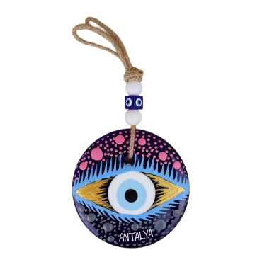 Antalya Temalı Mandala Desenli Cam Nazar Duvar Süsü 22 Cm - 4