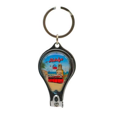 Antalya Themed Metal Keychain Nail Clipper with Bottle Opener