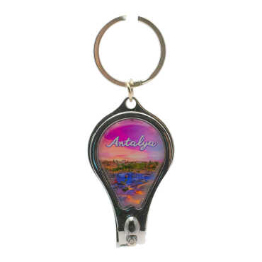Antalya Themed Metal Keychain Nail Clipper with Bottle Opener - 3
