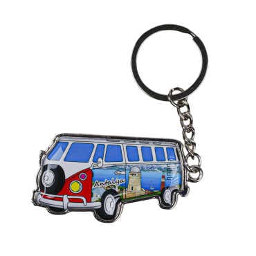 Antalya Themed Minibus Shaped Metal Keychain