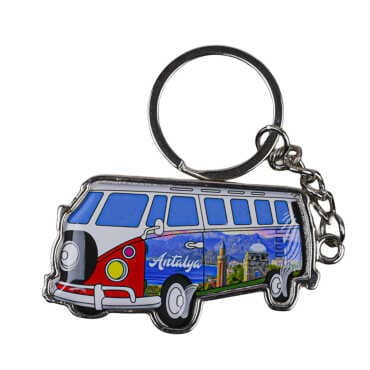 Antalya Themed Minibus Shaped Metal Keychain - 3