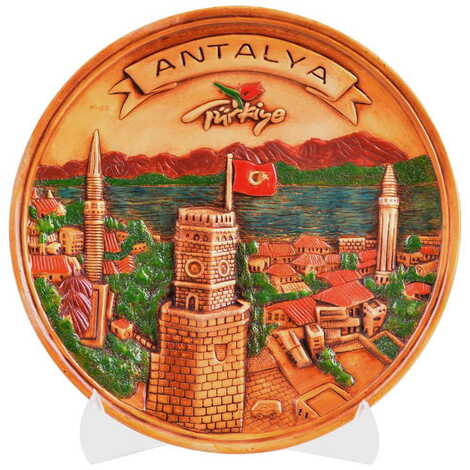 Antalya Temalı Myros Alçı Organik Tabak 20 cm